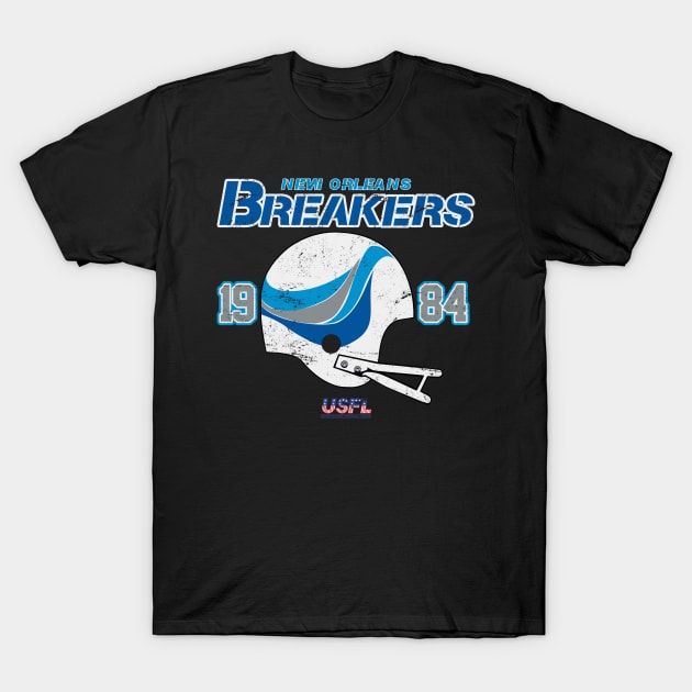 Distressed New Orleans Breakers Helmet T-Shirt by Tee Arcade